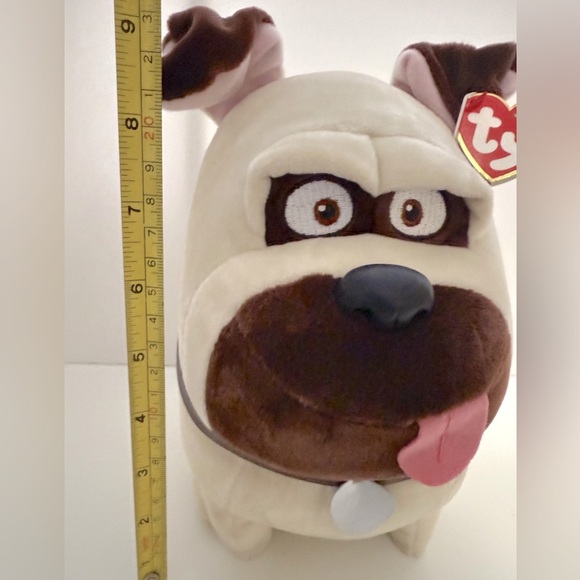 TY Beanie Buddy plush Mel the Pug from The Secret Life of Pets. Cream and Brown - Picture 4 of 10